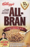 The front of the All-Bran cereal box featuring the face of William Shatner